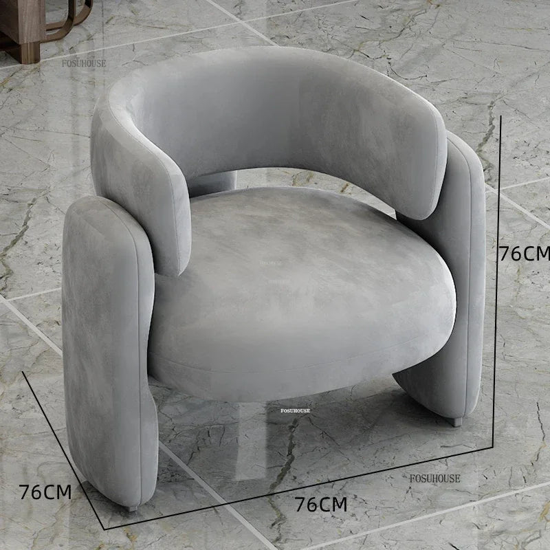 Simple Designer Flannel Backrest Living Room Chairs Light Luxury Leisure Armchair Living Room Furniture Balcony Lazy Single Sofa