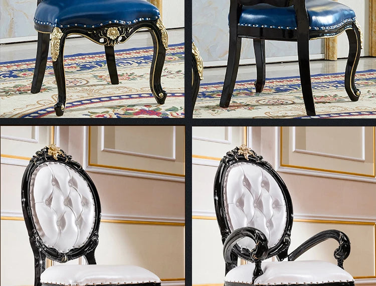 HTT marble dining table and chair combination carved round table for household8 people round  with turntable furniture