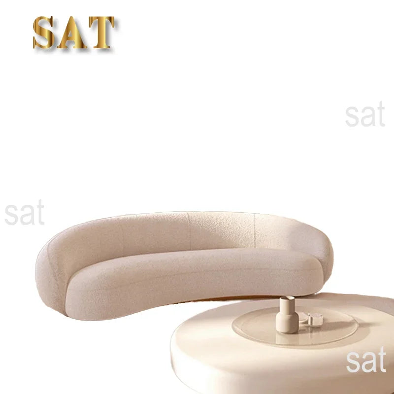 -Contemporary Minimalist Sectional Sofa Set Wood Frame with Curved Sleeper Sponge Filled for Home Hotel or Apartment