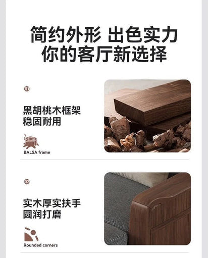 North American light luxury style solid wood three-person sofa high-end living room light luxury furniture