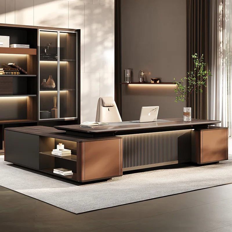 Boss Office President's Desk Light Luxury Advanced Sense Large Class Desk Furniture Chairperson's Office Desk And Chair Combinat