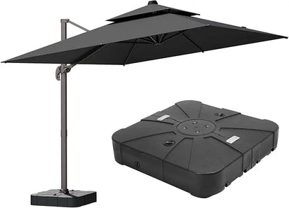 9' X 12' Cantilever Patio Umbrella 360°Rotation Rectangular Outdoor Large Offset Umbrellas Double Top Heavy Duty Windproof