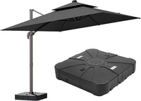 9' X 12' Cantilever Patio Umbrella 360°Rotation Rectangular Outdoor Large Offset Umbrellas Double Top Heavy Duty Windproof