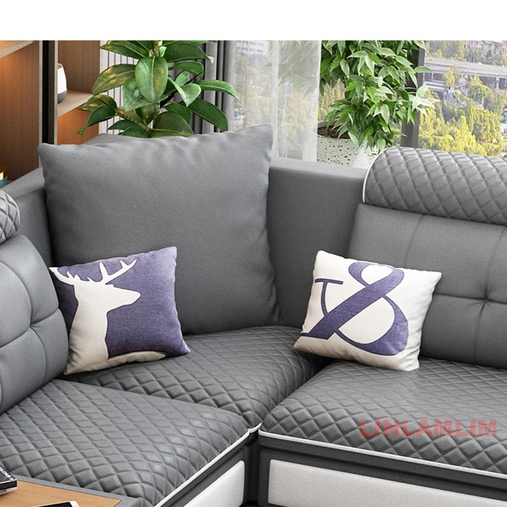 MANBAS Modern U-Shaped Fabric Sectional Sofa with Storage, Adjustable Headrests & USB Charging - Comfortable Quilted Upholstery