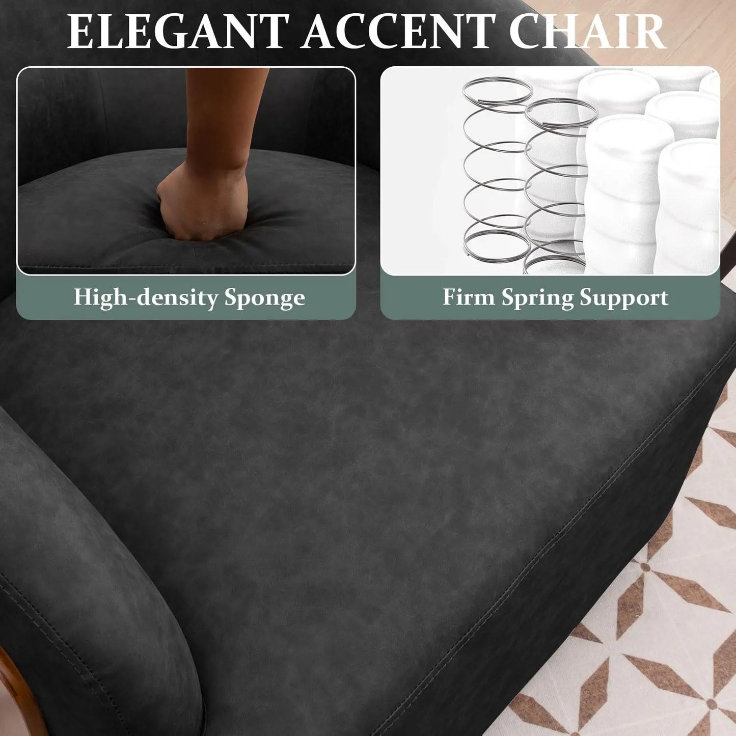 Swivel Accent Chair Faux Leather Swivel Barrel Chair Comfortable Mid Century Modern Chair Upholstered Metal Base, Customized