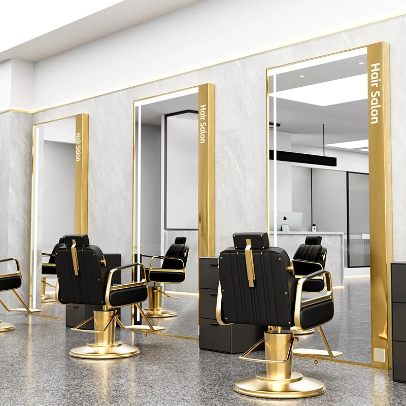 HJ Barber Shop Mirror Quick Cut Special Mirror Hair Salon Internet celebrity hair salon Full Lamp Mirror