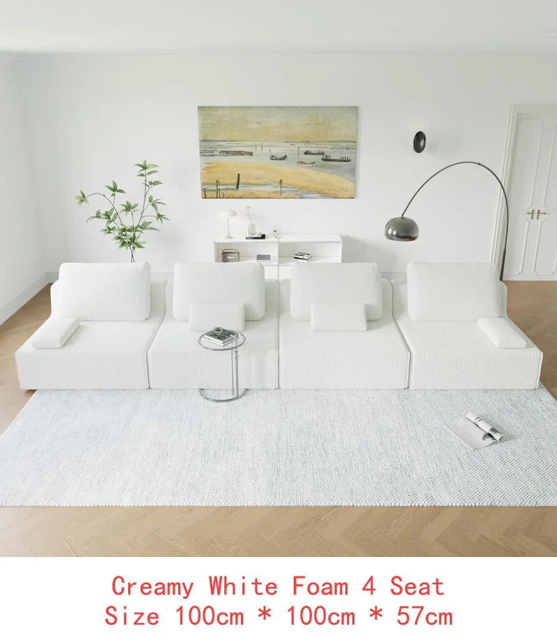 Oversized Modular Sectional Sofa, Luxury Boucle Floor Couch Set, Convertible Compressed Couch, Spacious Foam-Filled Sofa for