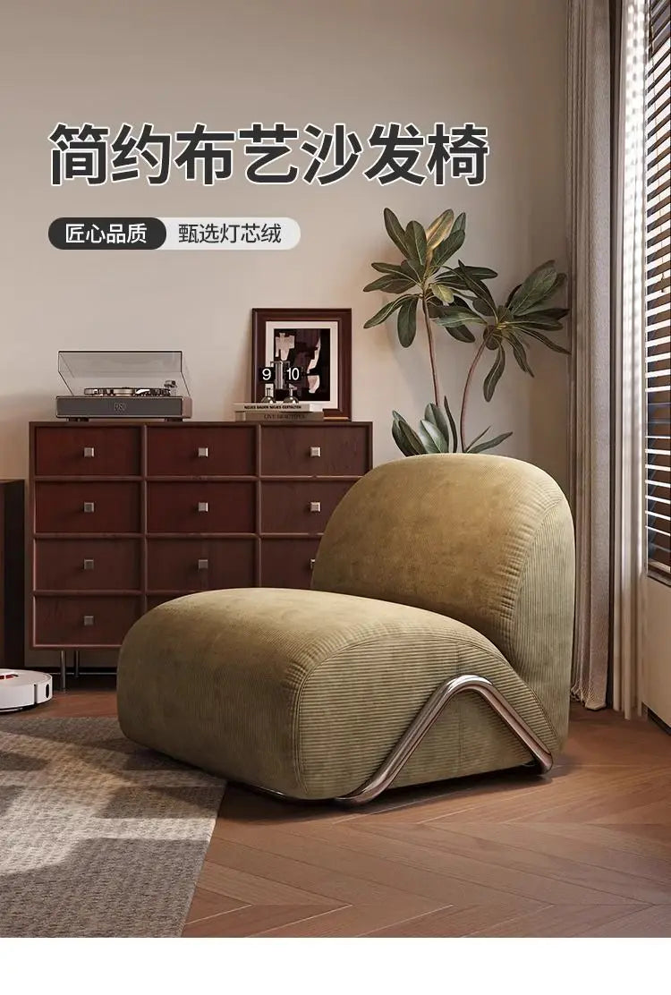 Medieval wabi-sabi wind single sofa living room home hotel homestay reception chair creative designer backrest leisure chair