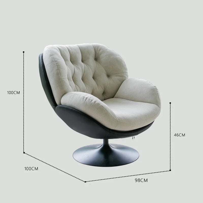 Ergonomic Reclining Chair for Living Room, Grey Nordic Style, Back Support, Rotating Footrest, Luxury Decoration