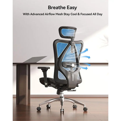 Ergonomic High-Back Mesh Office Chair with 3D Armrests, Lumbar Support, Adjustable Seat, Comfortable for Big & Tall, Supports Up