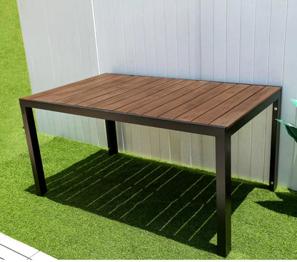 Metal Backyard Table Outdoor Table Garden Table Large 150cm Patio Table Wood-plastic Waterproof Table Room Kitchen Hotel Terrace