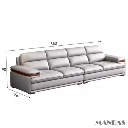 Premium Italian Genuine Leather Sofa for Living Room, Nordic Modern Elegant Sectional Couch Set