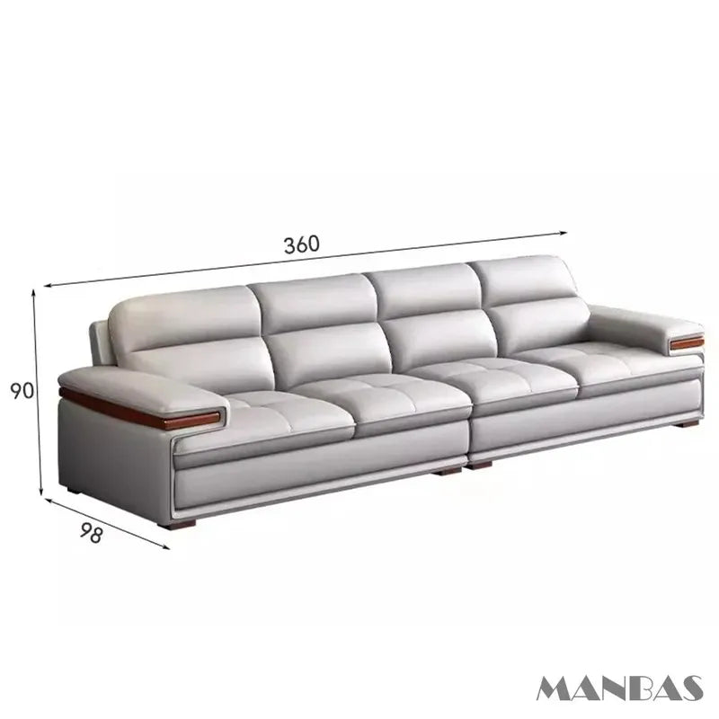 Premium Italian Genuine Leather Sofa for Living Room, Nordic Modern Elegant Sectional Couch Set