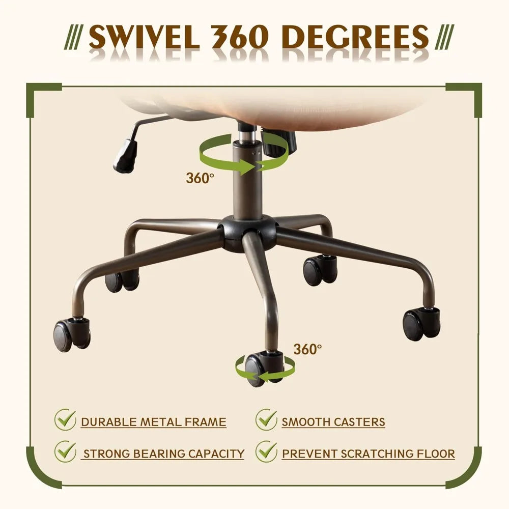 ergonomic high-back swivel chair in modern style with brown suede fabric for comfortable home office use