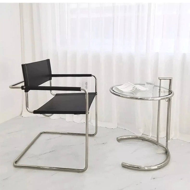 Stainless Steel Dining Chairs Modern Simple Restaurant Chair Living Room Portable Leather Armchair Home Decoration Furniture