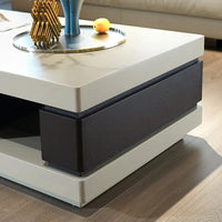 Minimalist light luxury villa coffee table smoked wood color baking paint rotating storage modern simplicity