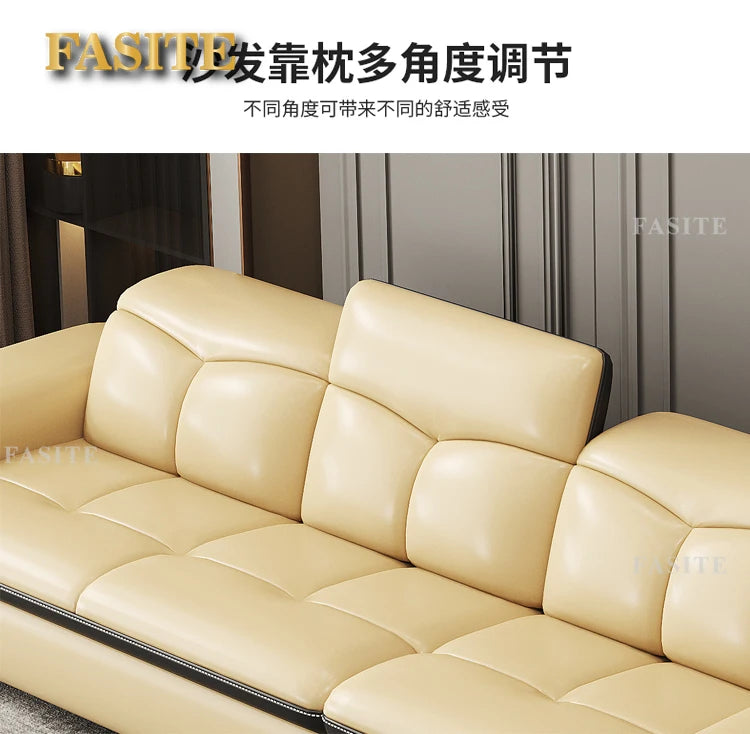 Smart Leather Sofa Massage for Left and Right Noblewomen, Cowhide Solid Wood Living Room Corner Small Unit