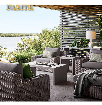 Outdoor sofa courtyard garden terrace leisure waterproof sunscreen art villa rattan furniture combination