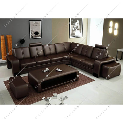 Elegant Furniture Living Room Seater Leather L Sectional Corner Armchair Sofas With Single Seat Chair