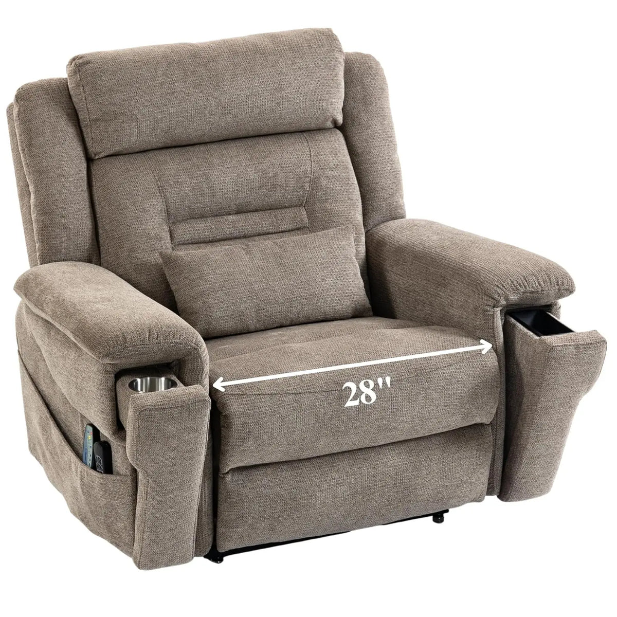 Dual Motor Power Lift Recliner for Elderly Adults with Heat Massage Lay Flat Feature Wireless Remote Cup Holder Customizable