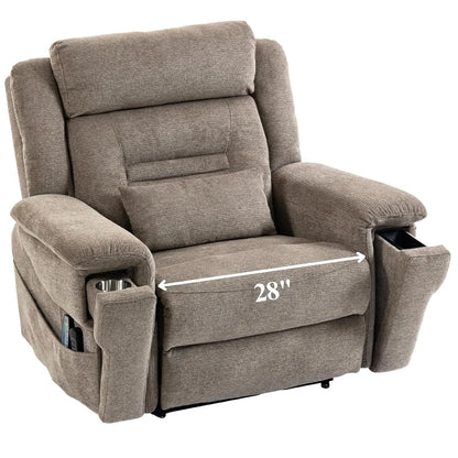 Dual Motor Power Lift Recliner for Elderly Adults with Heat Massage Lay Flat Feature Wireless Remote Cup Holder Customizable