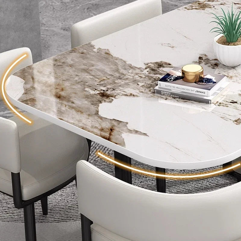 Minimalist   Marble Top Dinning Table 6 Seater Modern Restaurant Home Dining Room And Chairs Sets