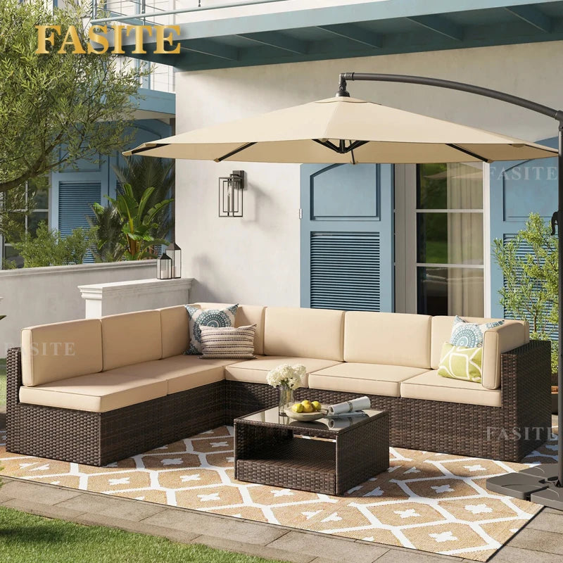 Outdoor rattan sofa combination U-shaped corner courtyard garden balcony hotel