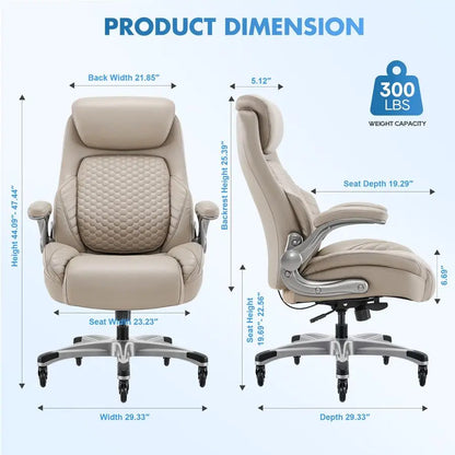 Office Ergonomic Desk High Back Executive Chair with PopOut Lumbar Support, Upgraded Casters, Adjustable Headrest, FlipUp Arms,