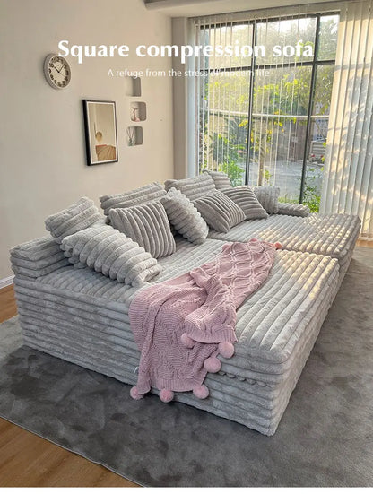 Luxury Living Room Furniture Waterproof Velvet Fabric Modular Sectional Sofa in Box Vacuum Compression Sofa Sets Hotel Villa