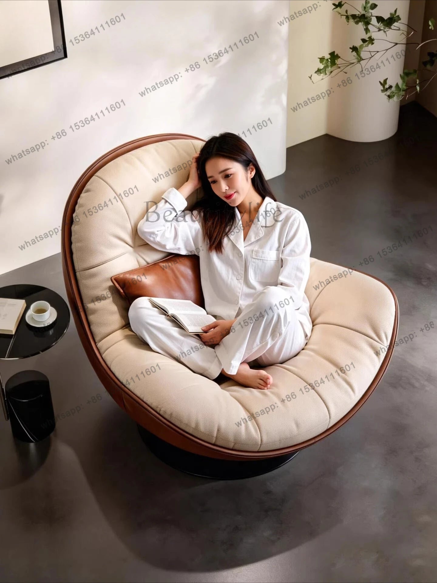 Italian minimalist lazy sofa chair bedroom modern simple light luxury single swivel chair for home use