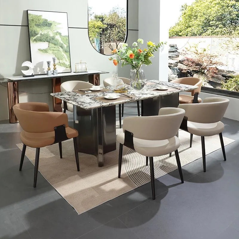 2pcs Modern Minimalist Dining Chairs with Backrest for Home Table And Hotel Island Bar Stools with Armrests