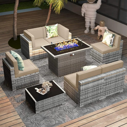 8 Pieces Patio Furniture Set with 44