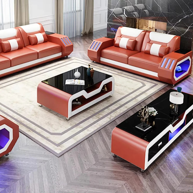 U-Shape Living Room Sofas Sets with Bluetooth Speaker High-end Villa Sofas Design Modularity Sofa for Living Room Furniture