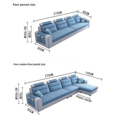 Modern Three-Seat Fabric Sofa Set Convertible Removable for Easy Care for Small Apartment or Modern Living Room for Villas
