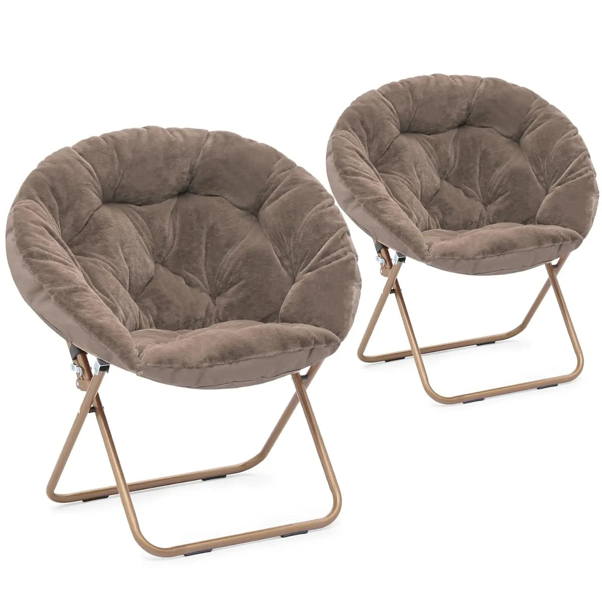 Comfy Saucer Chair Folding Faux Fur Accent Chair Metal Frame Bedroom Living Room Reading Moon Chair, Custom