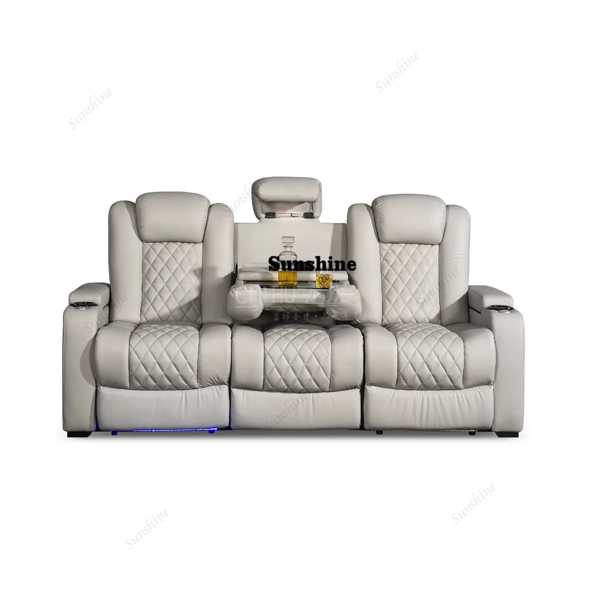 White Color 3seater Electric Cinema Sofa Home Theater Furniture Cinema Interior Home Theater Laydown Table Recliner Sofa ChairY
