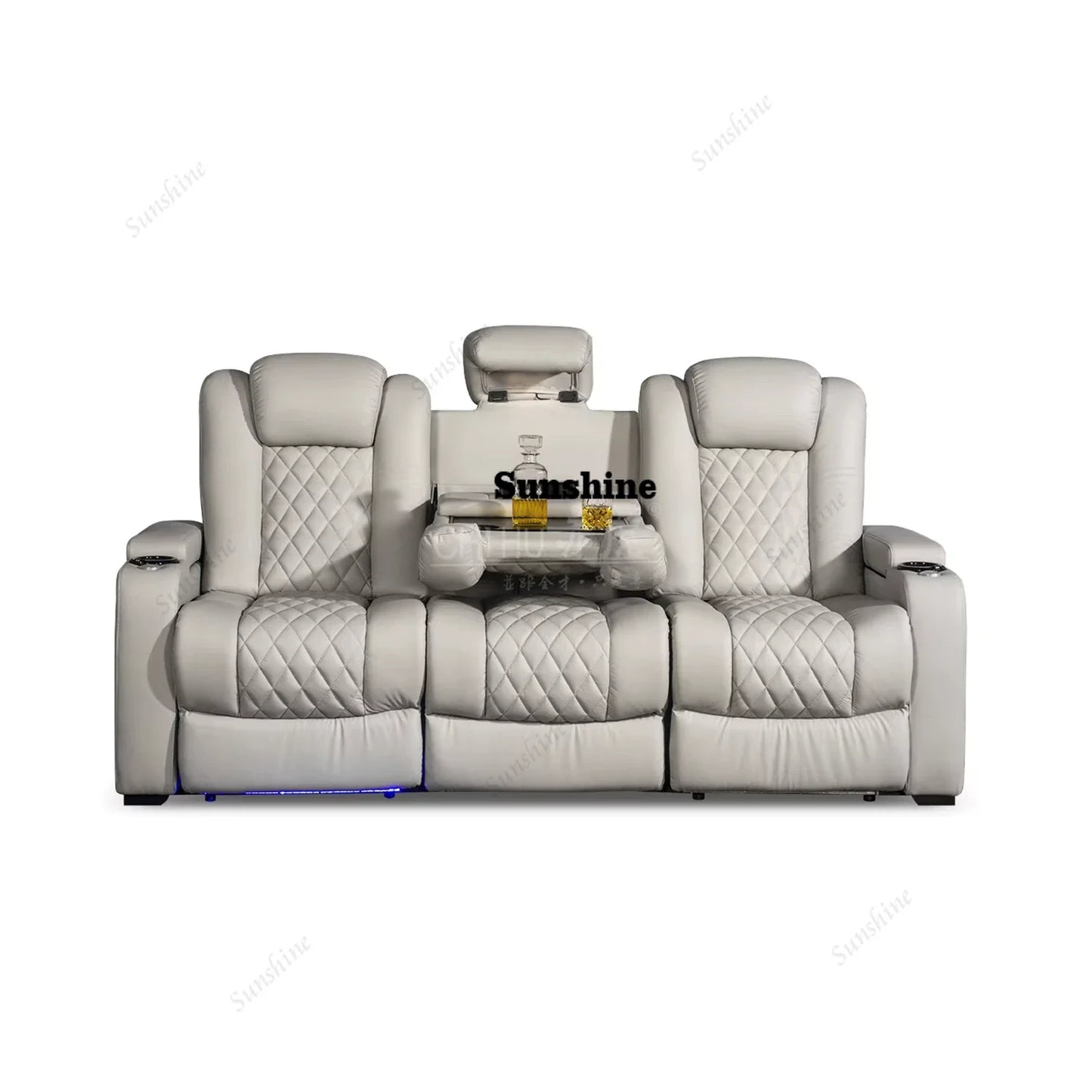 White Color 3seater Electric Cinema Sofa Home Theater Furniture Cinema Interior Home Theater Laydown Table Recliner Sofa ChairY