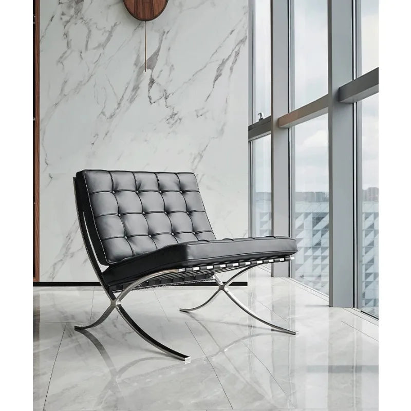 That chair designer retro leather modern simple Barcelona living room casual single sofa chair