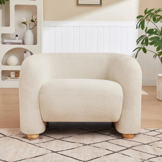 40" Modern Accent Chair Reading Chair Oversized Barrel Chairs for Living Room Bedroom Apartment (1, Khaki), Customized