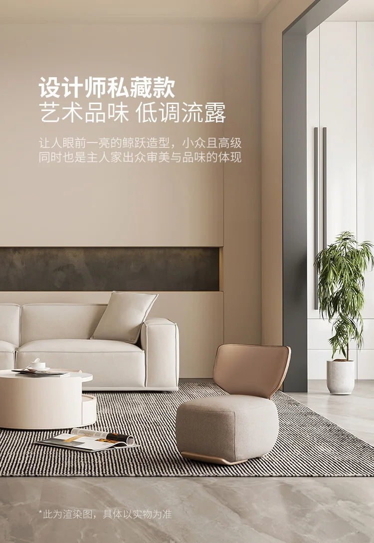 Living Room Balcony Leisure Chair Stool Ottomans Light Luxury Chivas Single Sofa Chair Cream Wind Lazy Furniture Small Chair