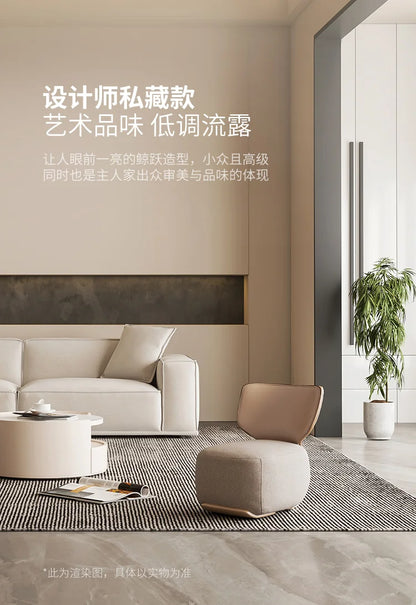 Living Room Balcony Leisure Chair Stool Ottomans Light Luxury Chivas Single Sofa Chair Cream Wind Lazy Furniture Small Chair