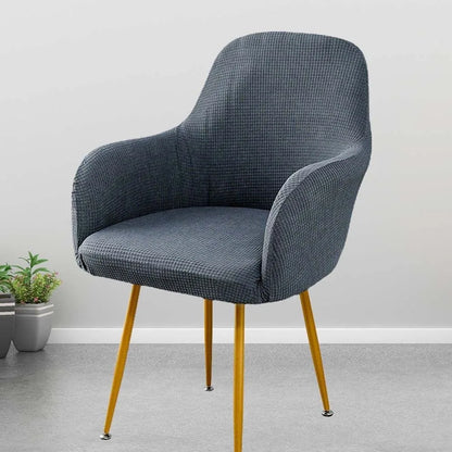Washable Elastic Curved Chair Cover Plaid Flannel Solid Color Seat Protection Dust Proof Irregular Wear for Chairs Family Dinner