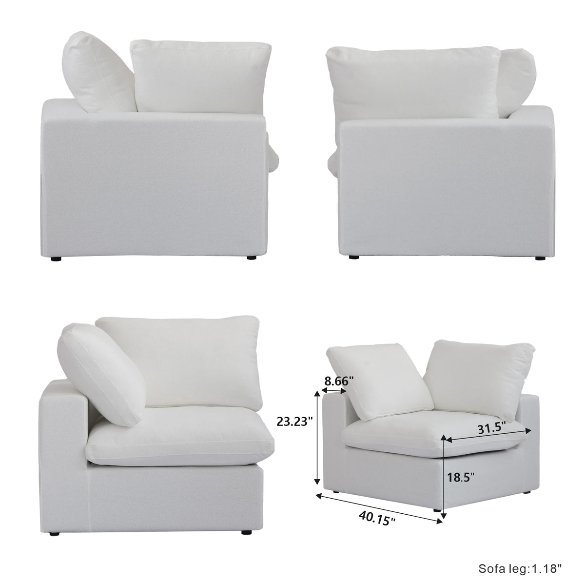 Modular Convertible Cloud Couch 6-Seats U-Shaped Couches Comfy Down Filled Sectional Sofa With Ottomans Removable Cushion Covers