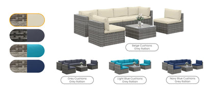 7-Piece Modular Garden Furniture Set, Wicker Outdoor Combination Sofa, With All-Weather Garden Session Set