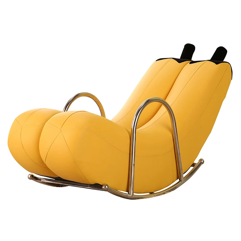 Banana Rocker Chair PU Leather Lounge Chair w/Metal Frame, Indoor Single Seater Sofa for  Comfortable Recliner Chair for Adults