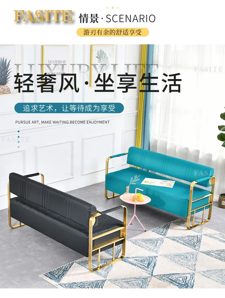 Same light luxury lounge chair, hair salon, nail salon, light luxury stainless steel sofa , lounge area