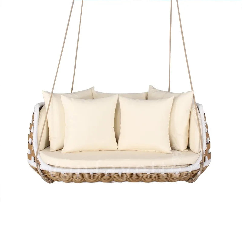 Marsh Rattan Outdoor Patio Swings Hanging Chair Double Seat Chairs 2 Person Egg Chair Swing
