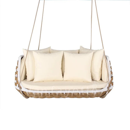 Marsh Rattan Outdoor Patio Swings Hanging Chair Double Seat Chairs 2 Person Egg Chair Swing