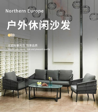 Outdoor villa courtyard rattan sofa furniture hotel bed and breakfast balcony sofa chair bed and breakfast terrace garden sofa c