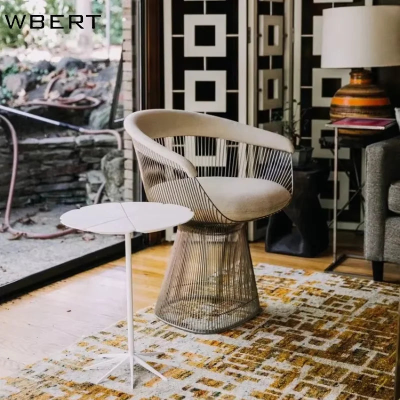 WBERT Modern Italian Luxury Designer Creative Stainless Steel Metal Leisure Dining Chair for Home Furniture